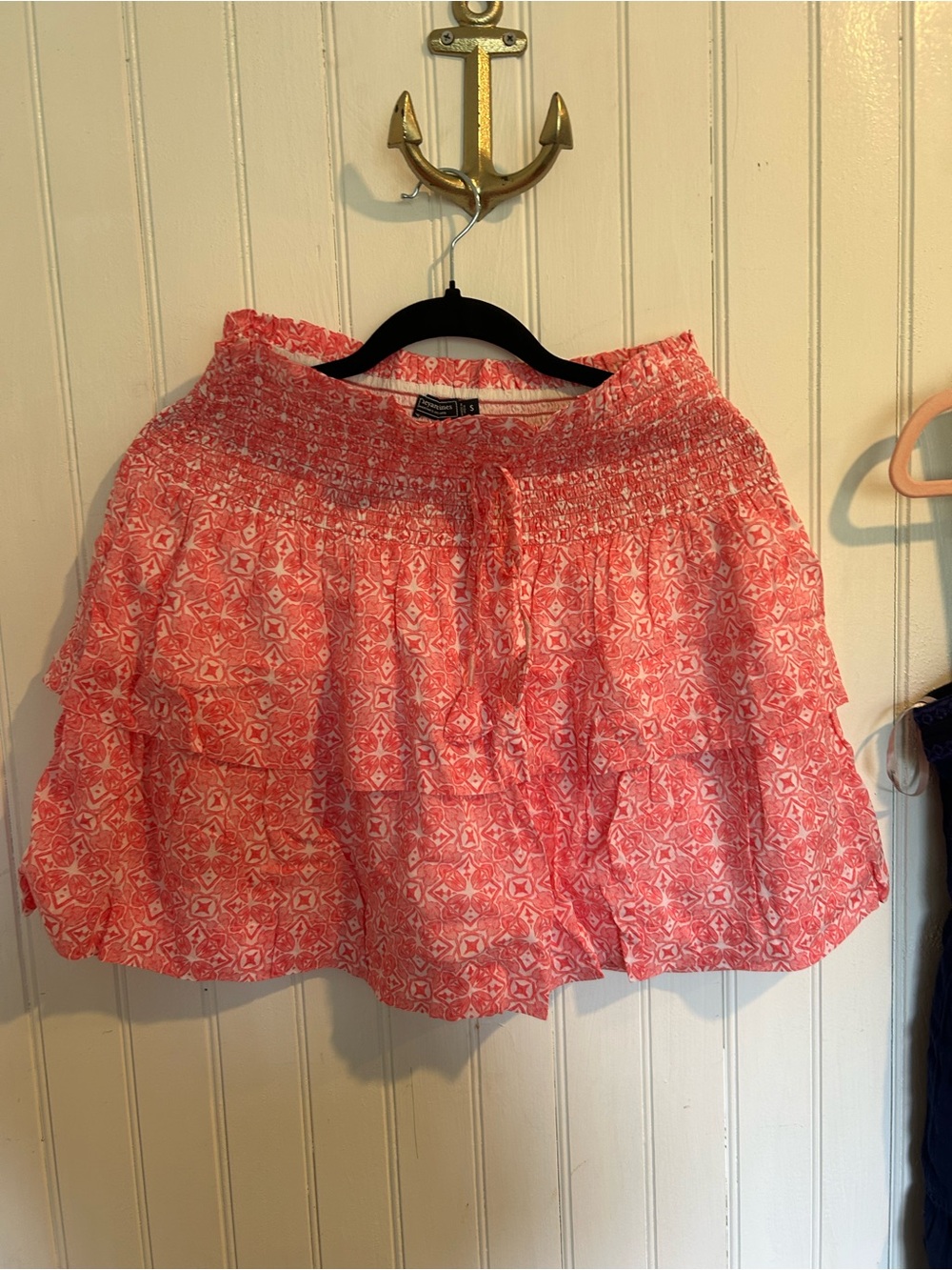 Vineyard Vines Coral Printed Tiered Mini Skirt